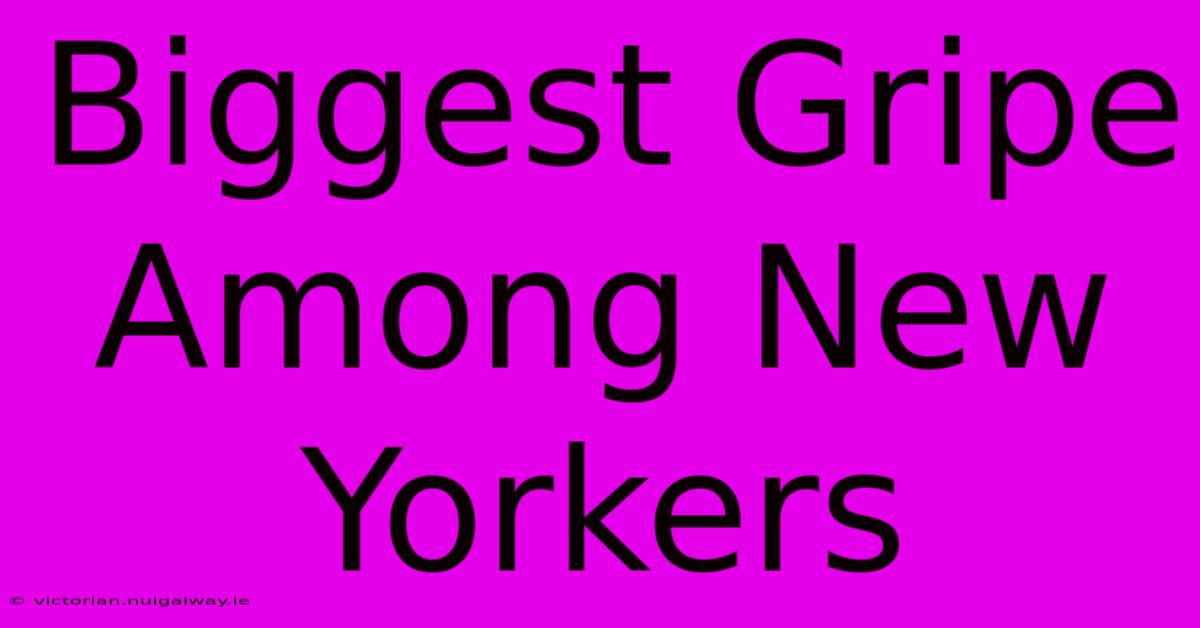 Biggest Gripe Among New Yorkers