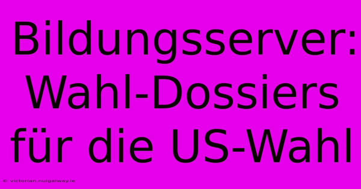 Bildungsserver: Wahl-Dossiers Für Die US-Wahl