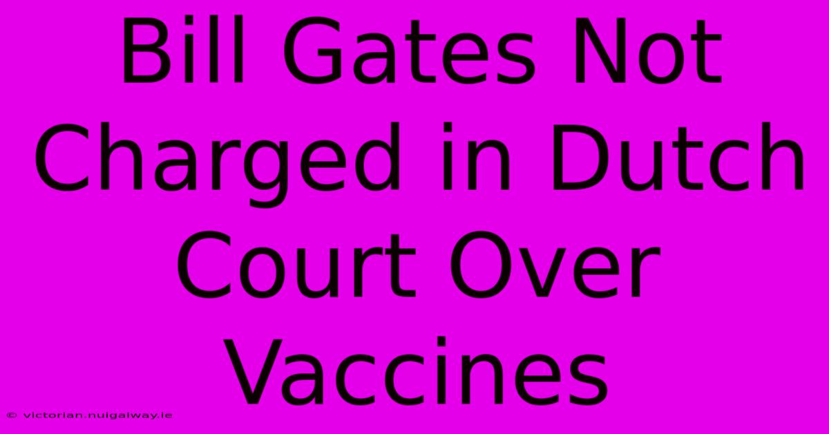 Bill Gates Not Charged In Dutch Court Over Vaccines