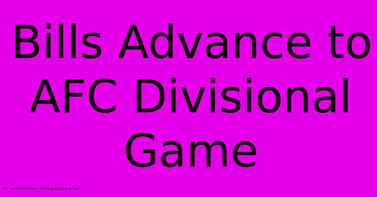 Bills Advance To AFC Divisional Game