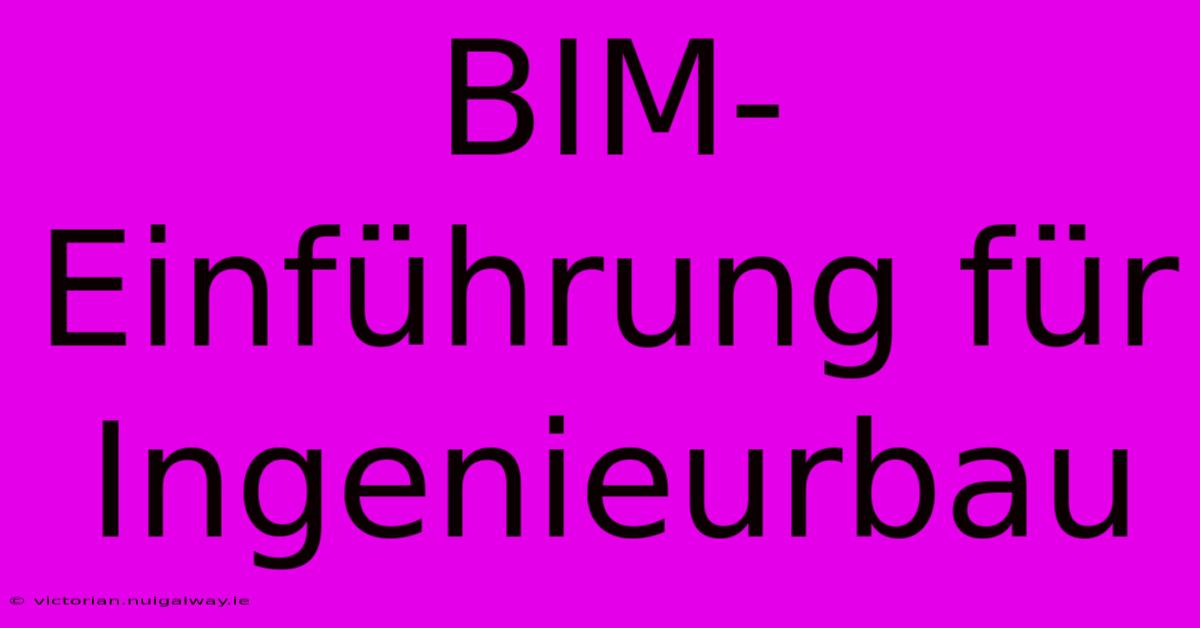 BIM-Einführung Für Ingenieurbau