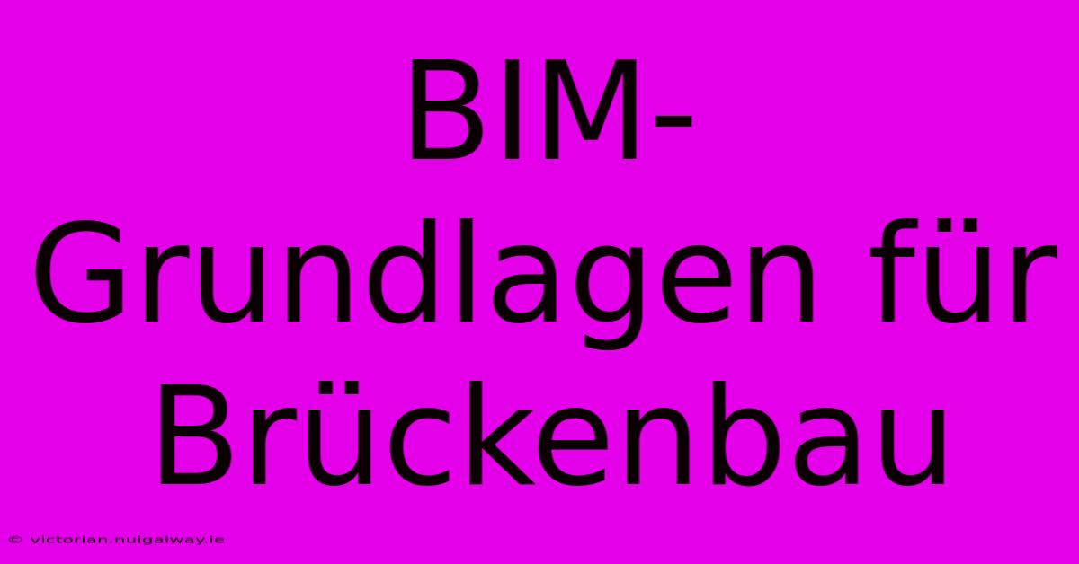 BIM-Grundlagen Für Brückenbau