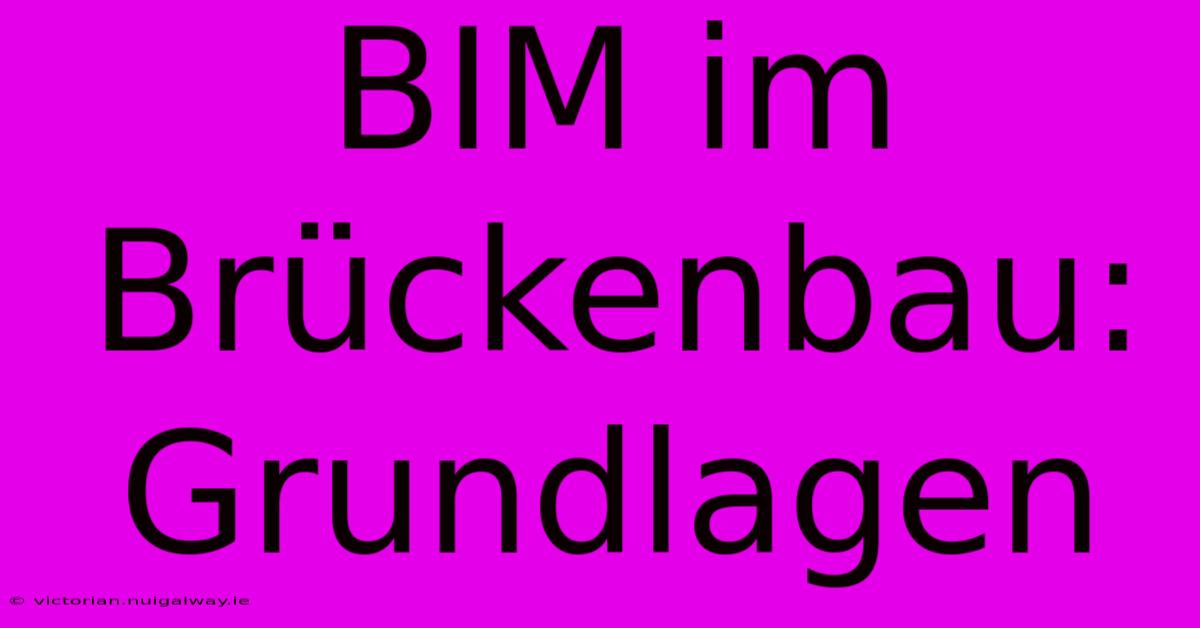 BIM Im Brückenbau: Grundlagen