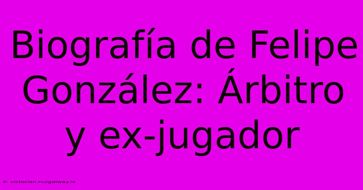 Biografía De Felipe González: Árbitro Y Ex-jugador