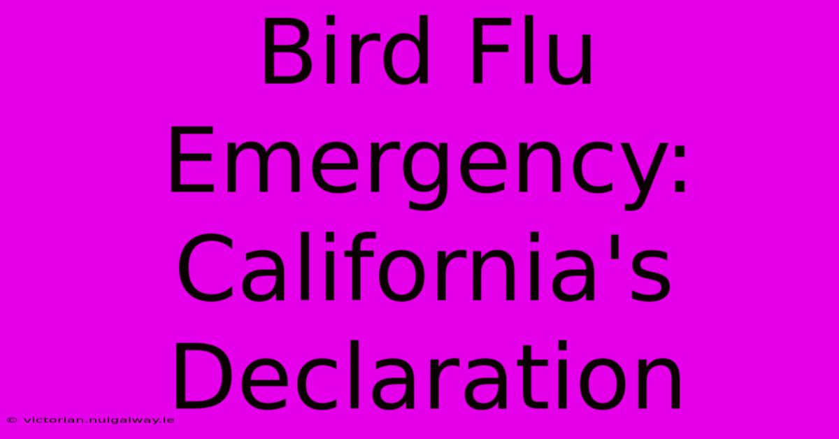 Bird Flu Emergency: California's Declaration