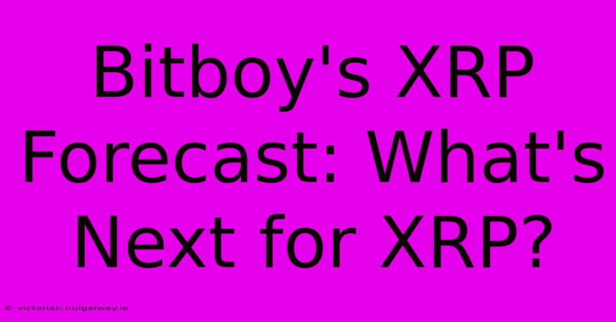 Bitboy's XRP Forecast: What's Next For XRP?