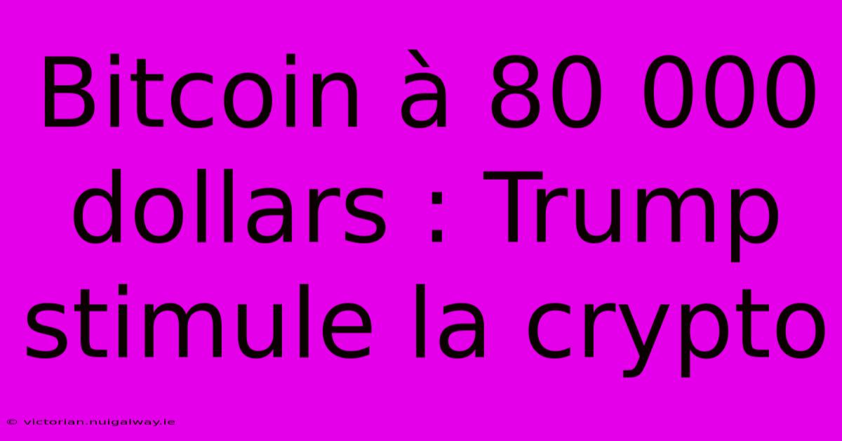 Bitcoin À 80 000 Dollars : Trump Stimule La Crypto