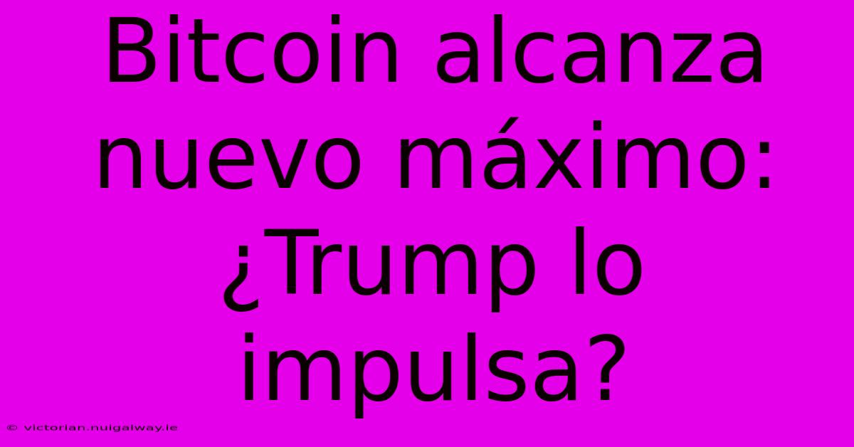 Bitcoin Alcanza Nuevo Máximo: ¿Trump Lo Impulsa? 