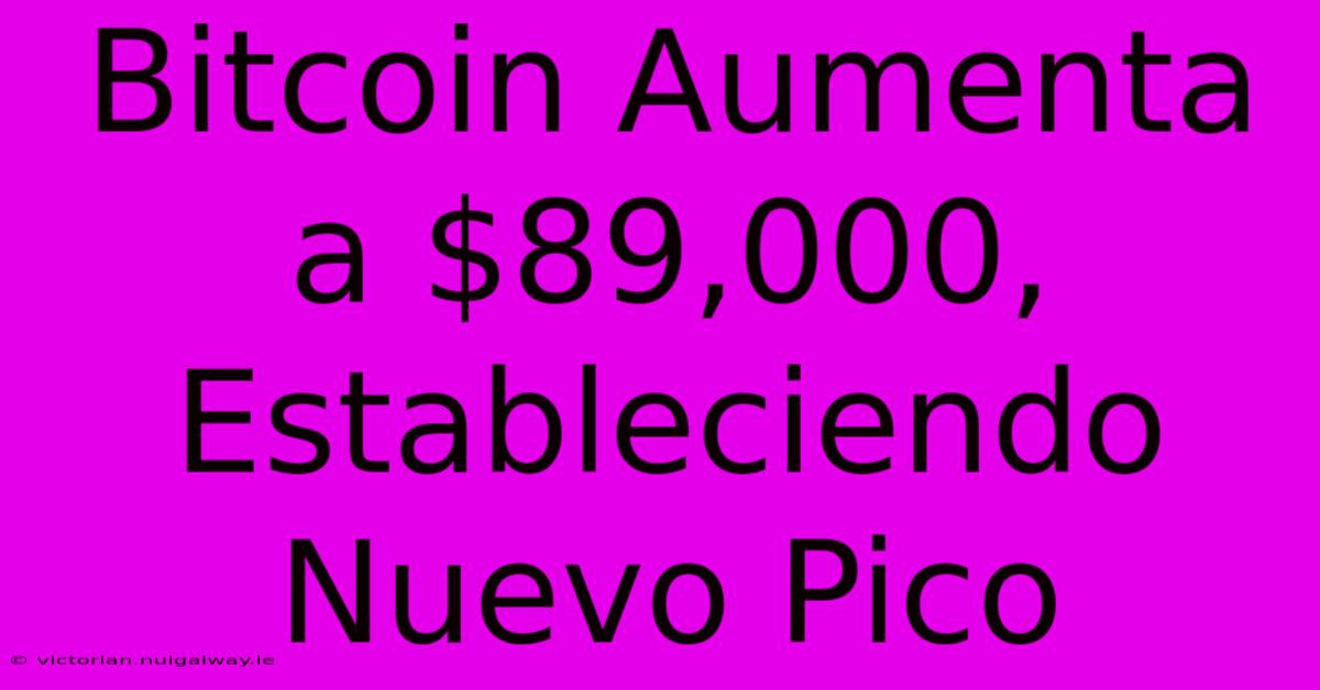 Bitcoin Aumenta A $89,000, Estableciendo Nuevo Pico 