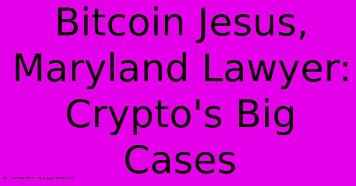 Bitcoin Jesus, Maryland Lawyer: Crypto's Big Cases