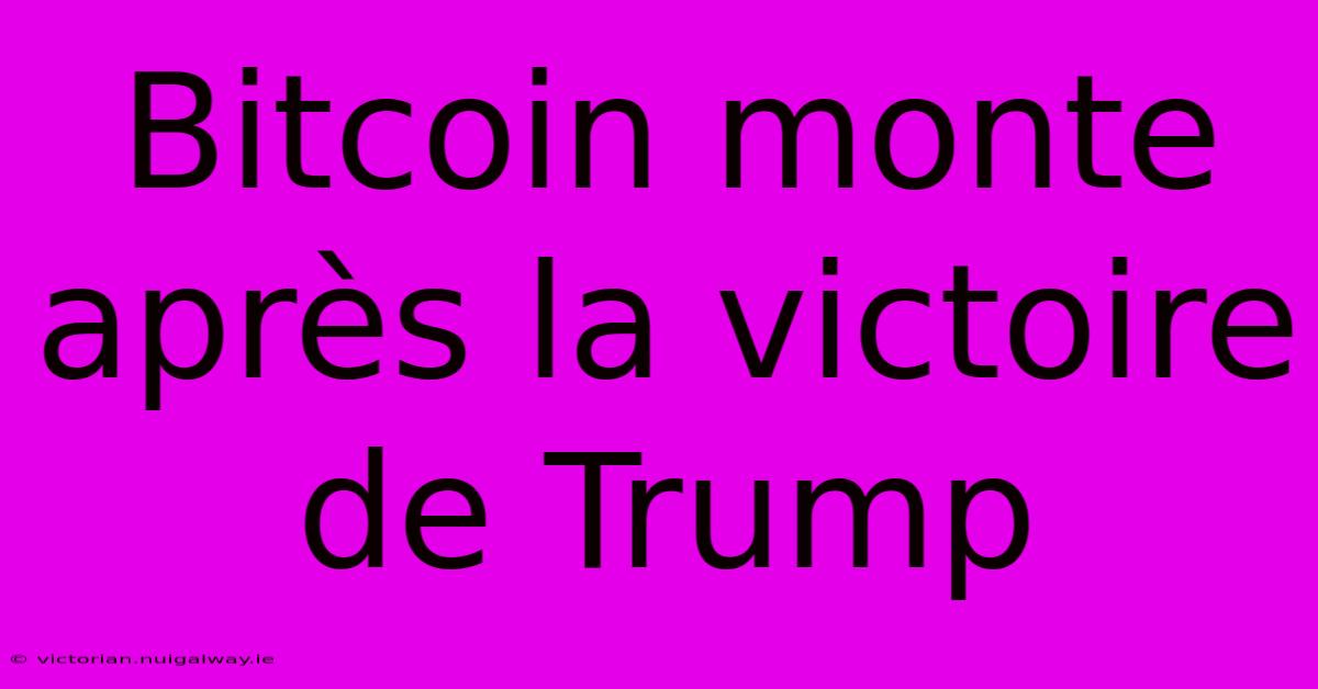 Bitcoin Monte Après La Victoire De Trump