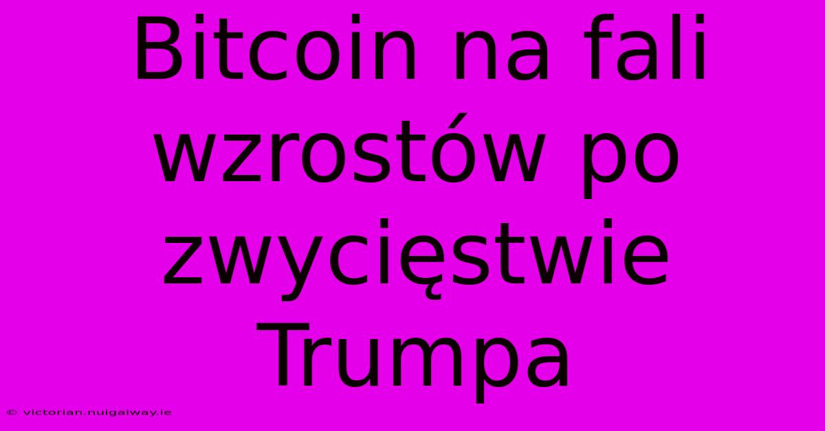 Bitcoin Na Fali Wzrostów Po Zwycięstwie Trumpa 