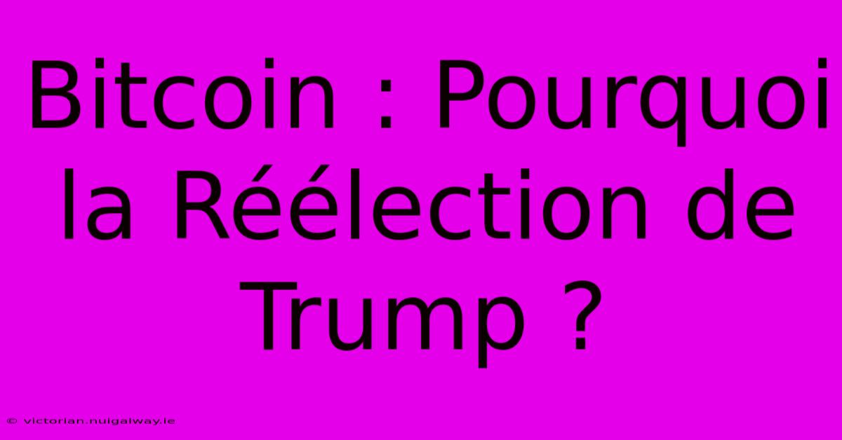 Bitcoin : Pourquoi La Réélection De Trump ? 