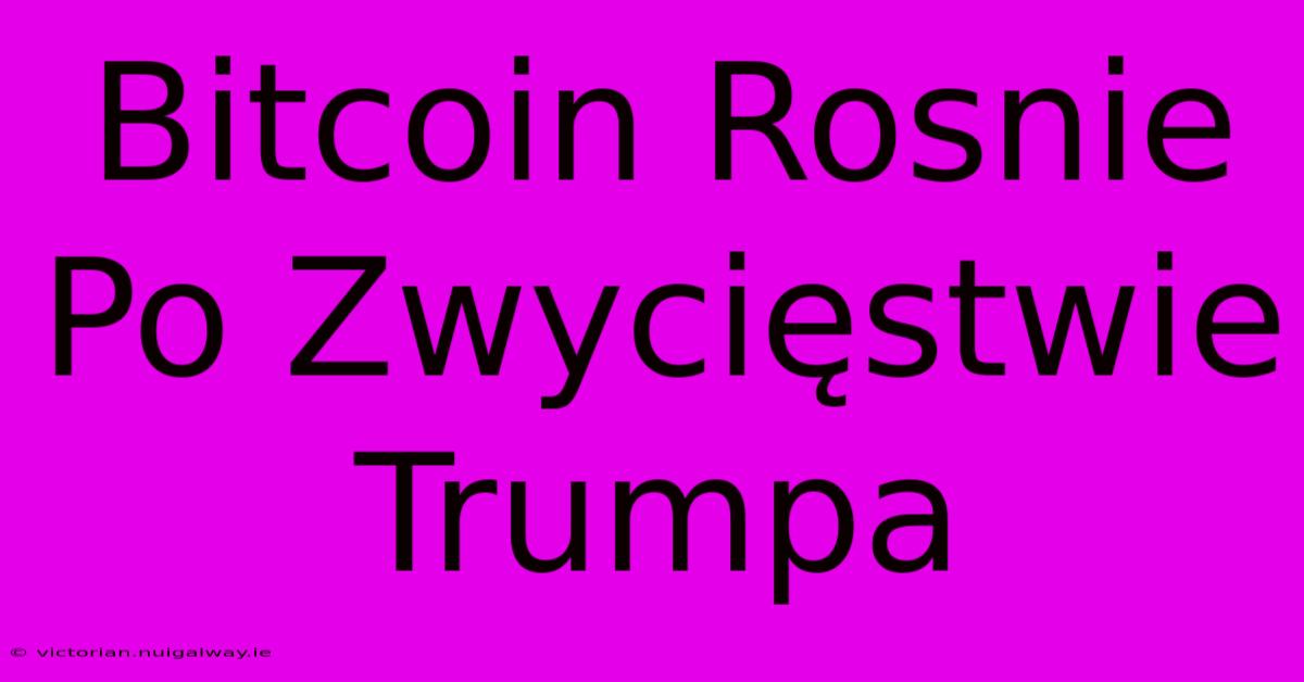 Bitcoin Rosnie Po Zwycięstwie Trumpa