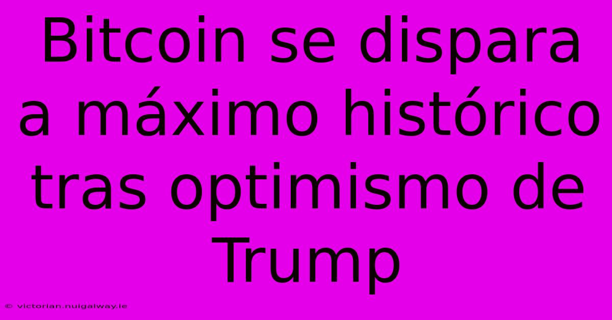 Bitcoin Se Dispara A Máximo Histórico Tras Optimismo De Trump 