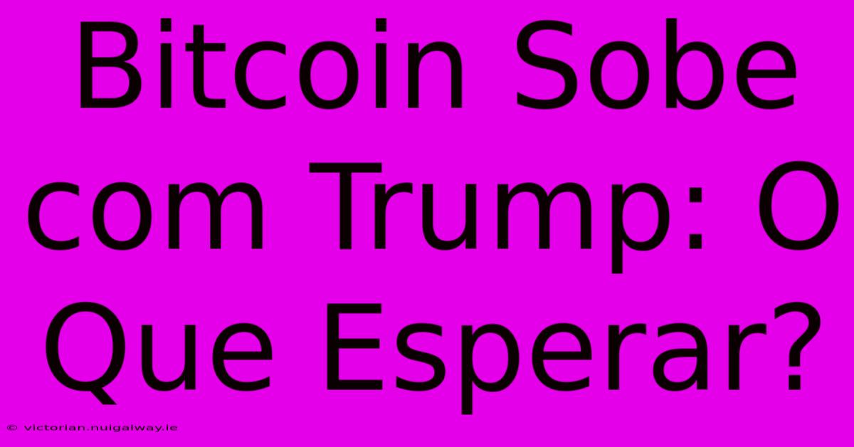 Bitcoin Sobe Com Trump: O Que Esperar?