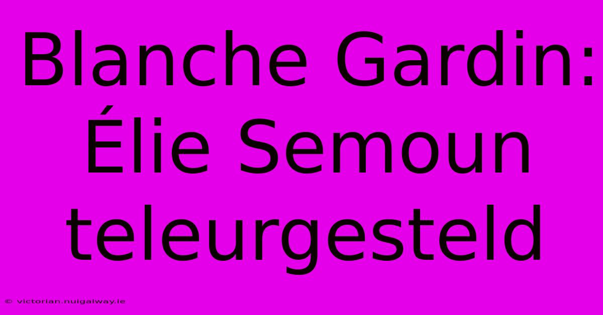 Blanche Gardin: Élie Semoun Teleurgesteld