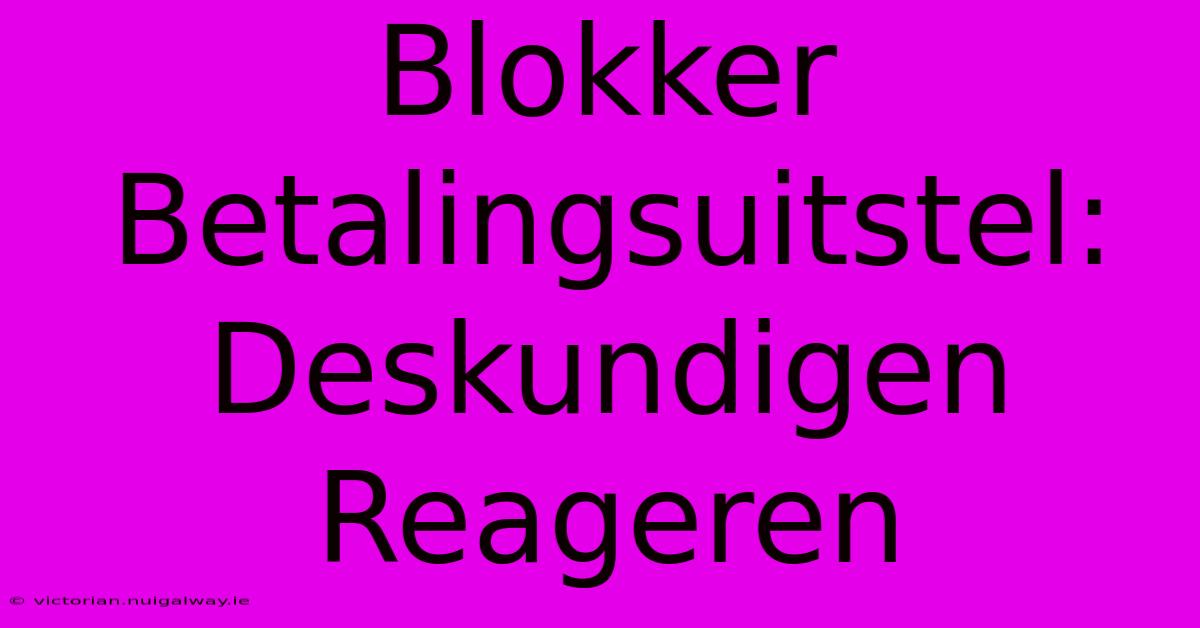 Blokker Betalingsuitstel: Deskundigen Reageren 