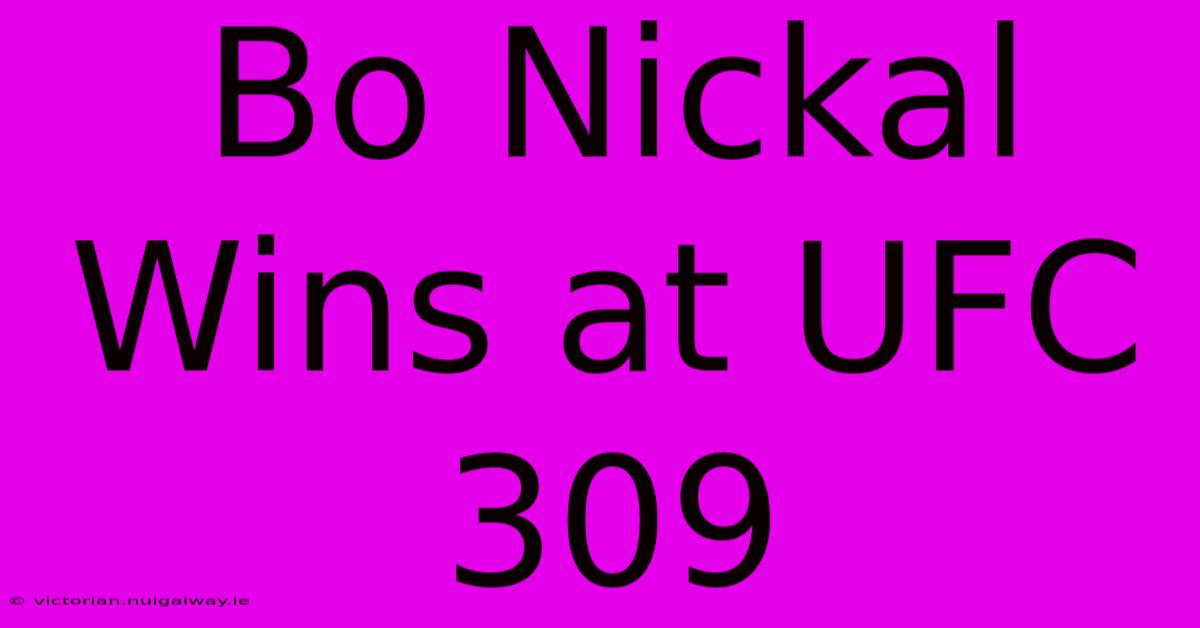 Bo Nickal Wins At UFC 309