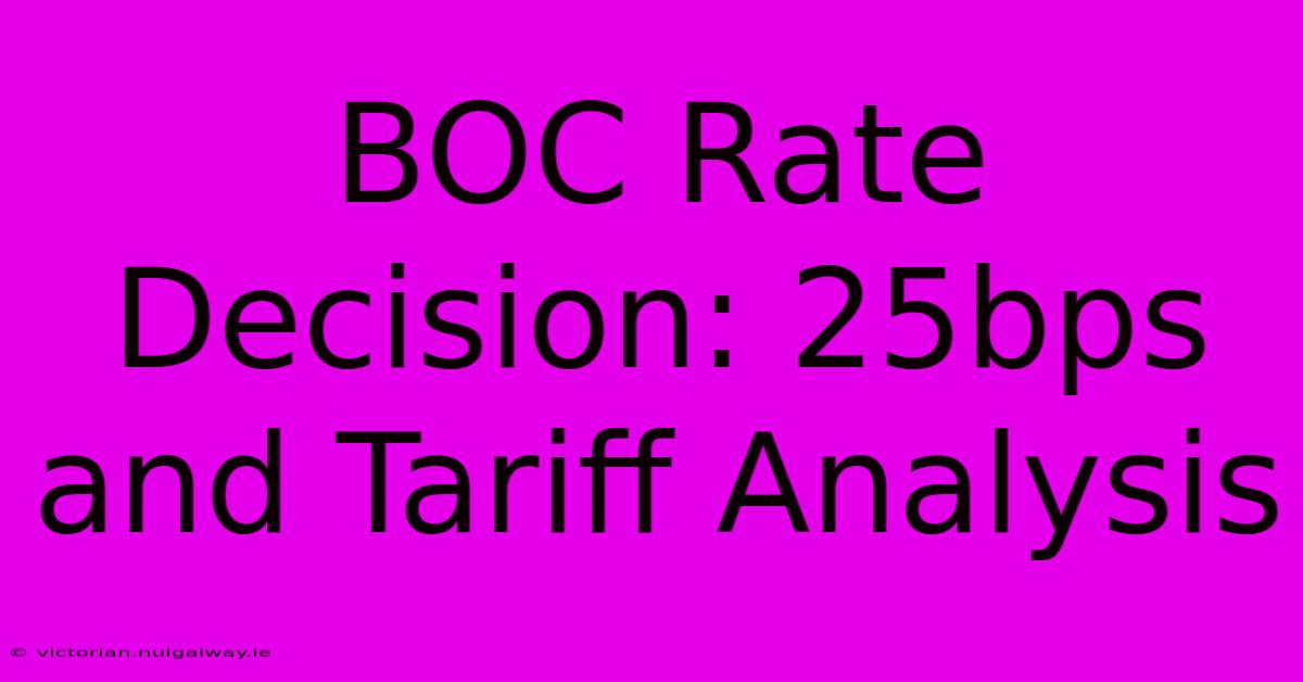 BOC Rate Decision: 25bps And Tariff Analysis