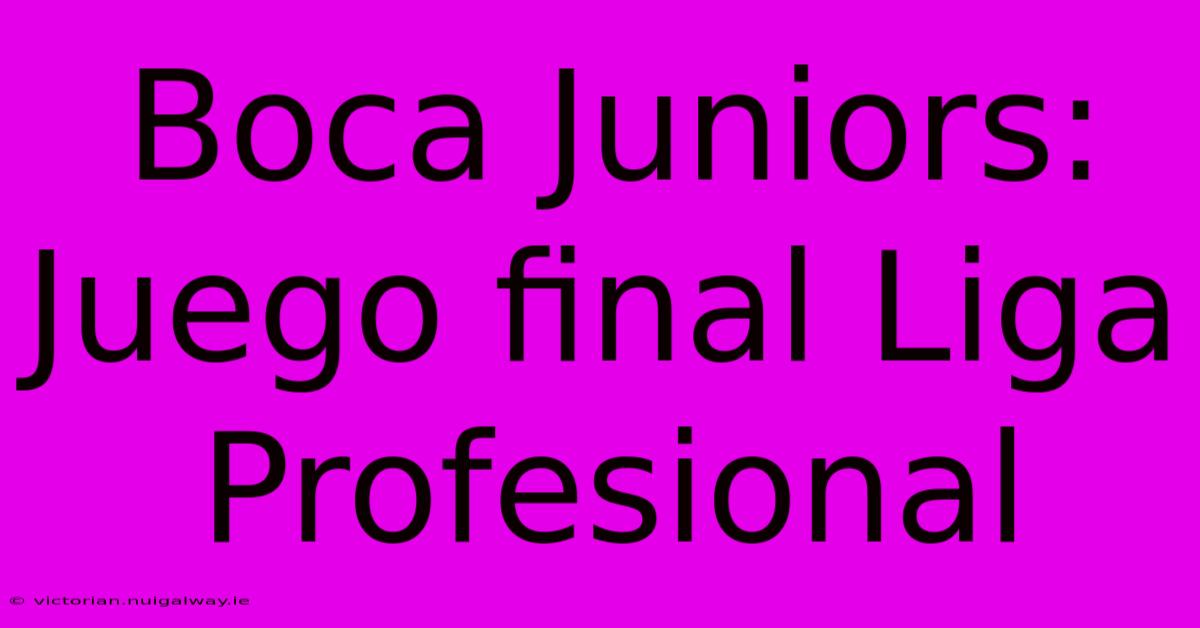 Boca Juniors: Juego Final Liga Profesional