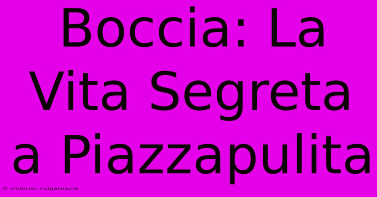 Boccia: La Vita Segreta A Piazzapulita