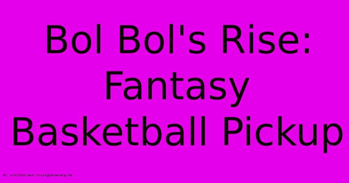 Bol Bol's Rise: Fantasy Basketball Pickup