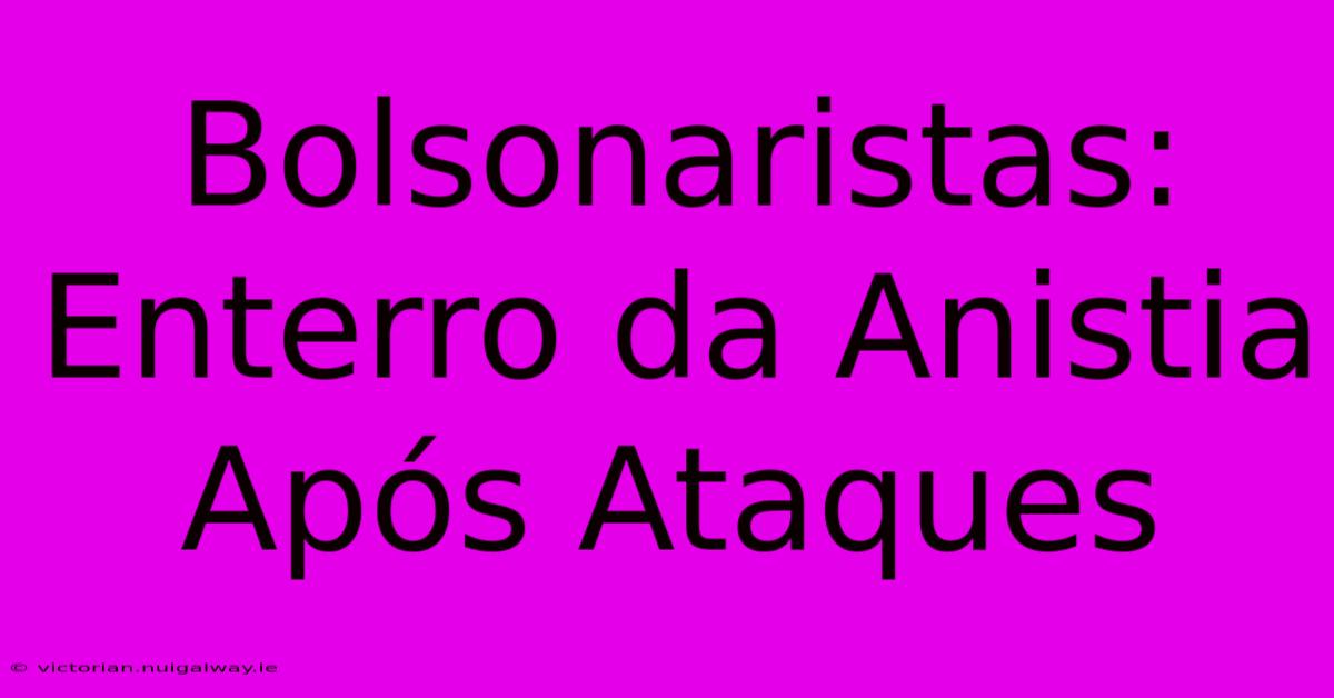 Bolsonaristas: Enterro Da Anistia Após Ataques