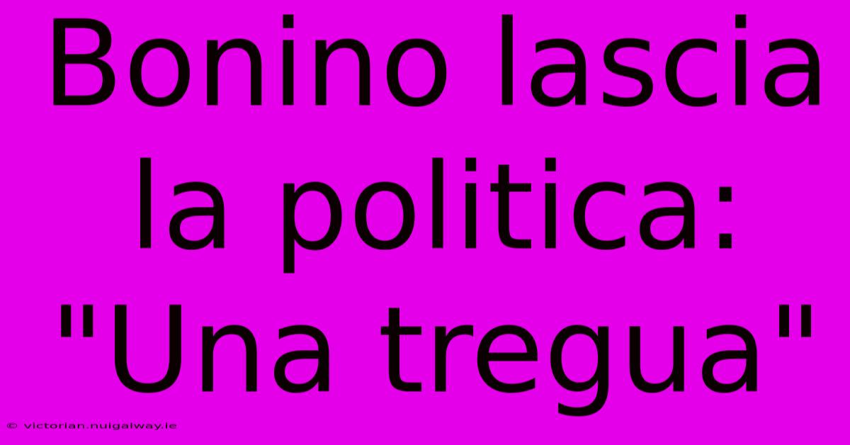 Bonino Lascia La Politica: 