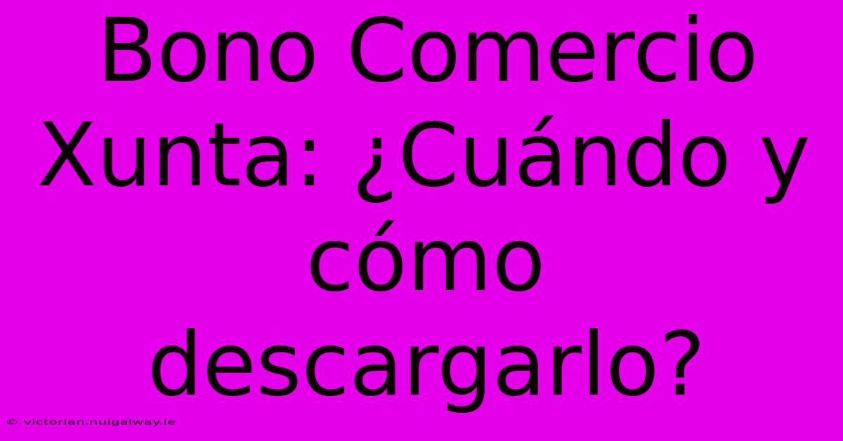 Bono Comercio Xunta: ¿Cuándo Y Cómo Descargarlo?