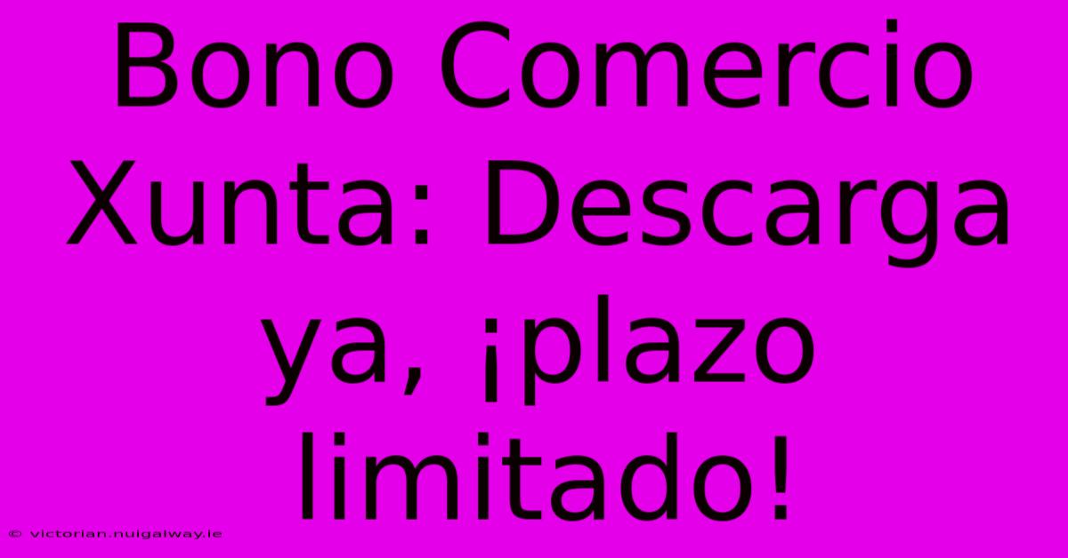 Bono Comercio Xunta: Descarga Ya, ¡plazo Limitado! 