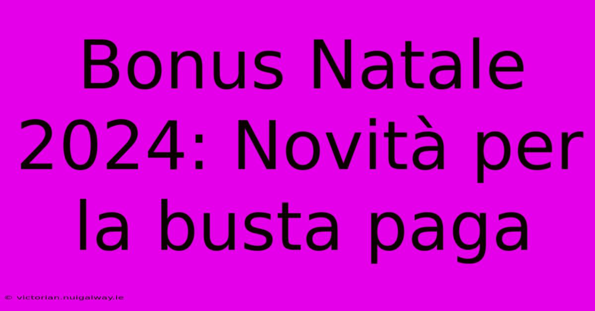 Bonus Natale 2024: Novità Per La Busta Paga