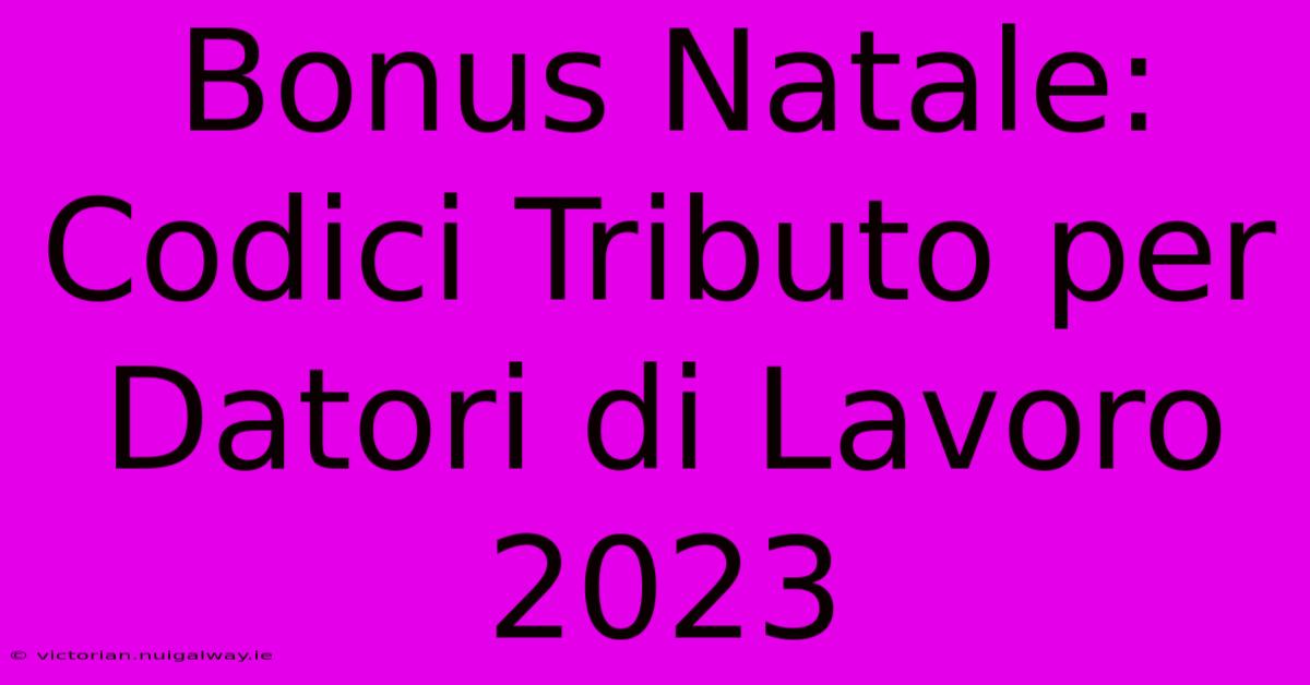 Bonus Natale: Codici Tributo Per Datori Di Lavoro 2023