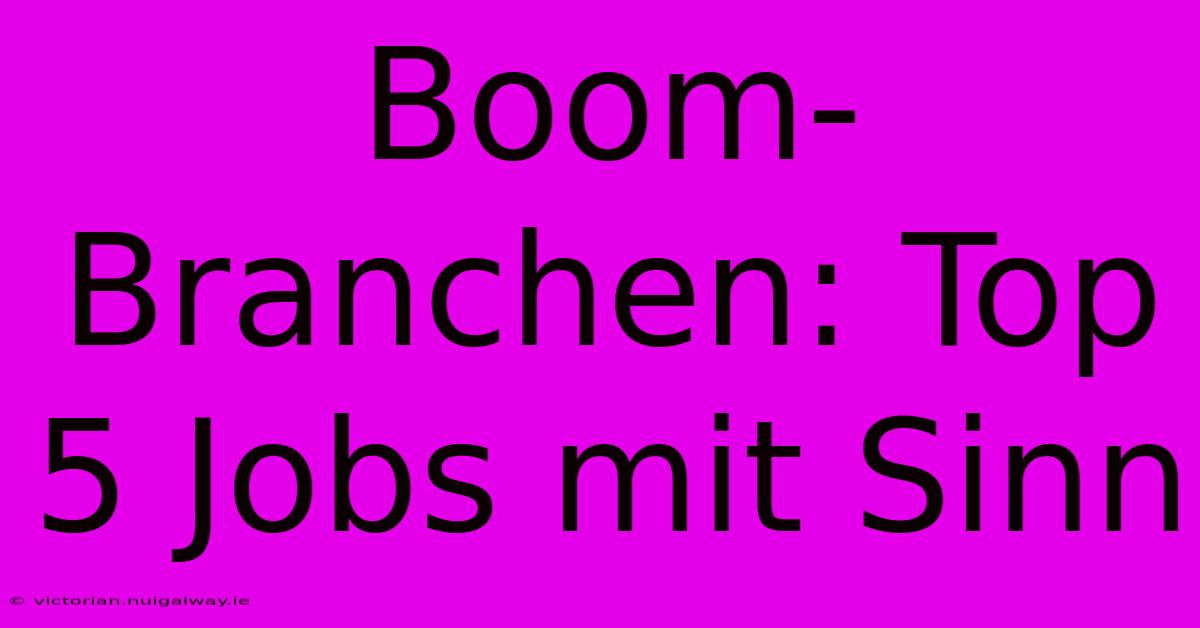 Boom-Branchen: Top 5 Jobs Mit Sinn