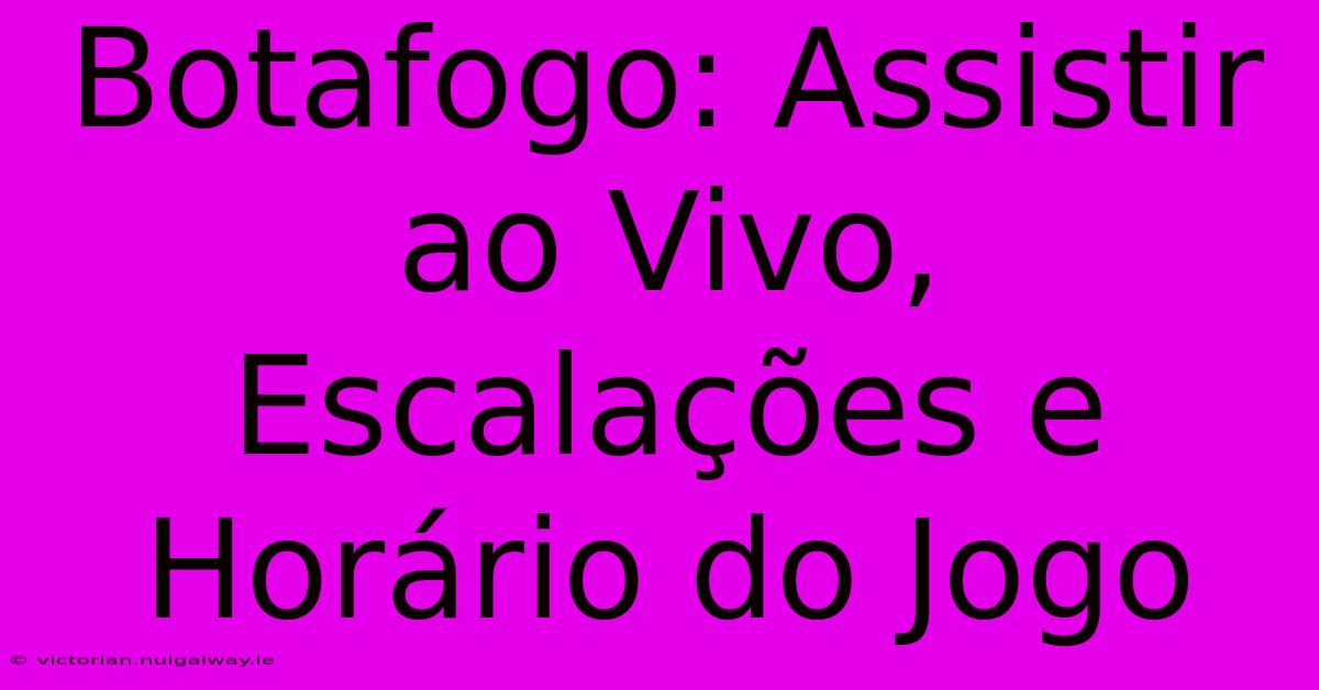 Botafogo: Assistir Ao Vivo, Escalações E Horário Do Jogo