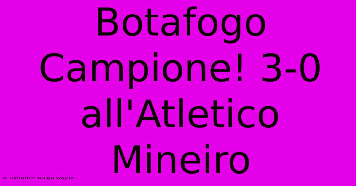 Botafogo Campione! 3-0 All'Atletico Mineiro