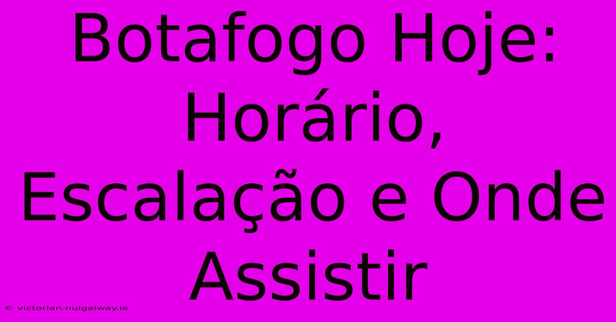 Botafogo Hoje: Horário, Escalação E Onde Assistir