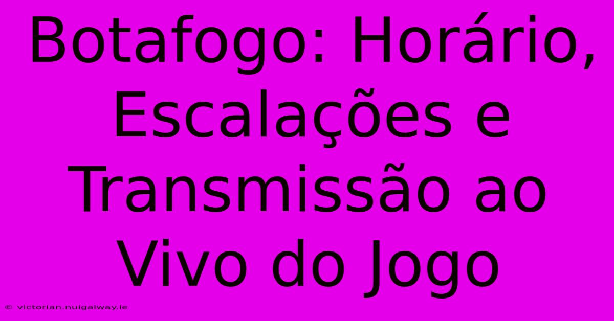 Botafogo: Horário, Escalações E Transmissão Ao Vivo Do Jogo 