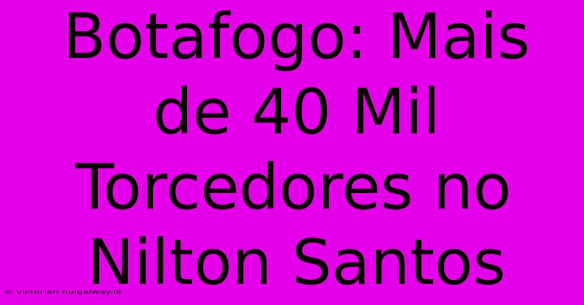 Botafogo: Mais De 40 Mil Torcedores No Nilton Santos