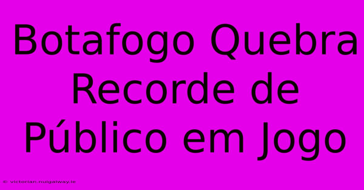 Botafogo Quebra Recorde De Público Em Jogo