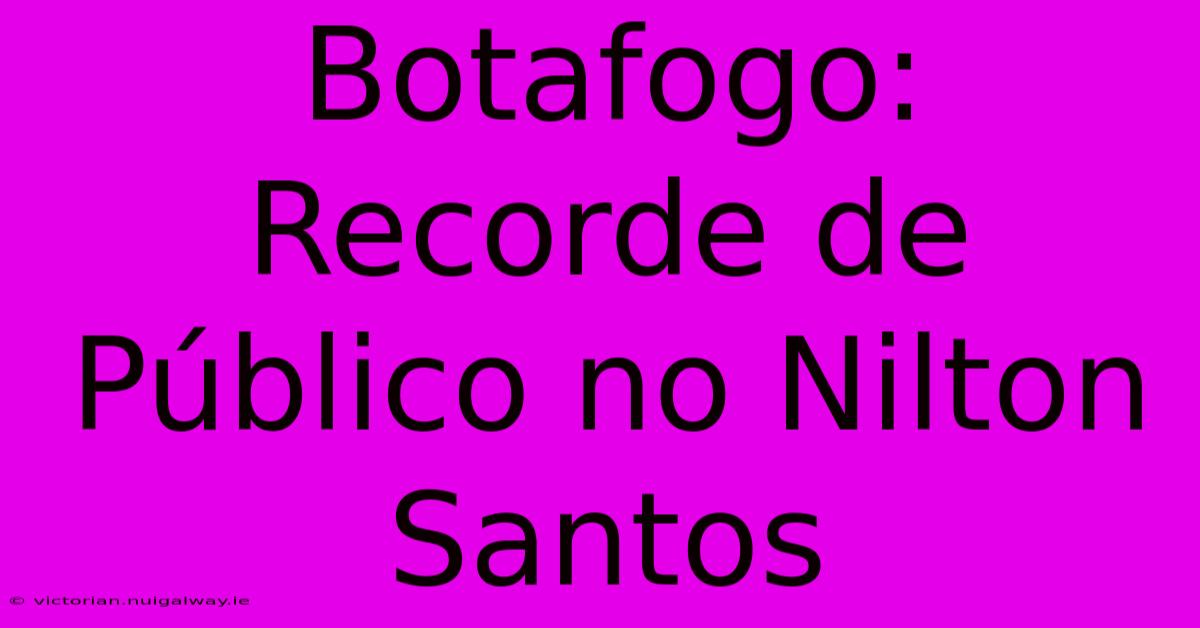 Botafogo: Recorde De Público No Nilton Santos