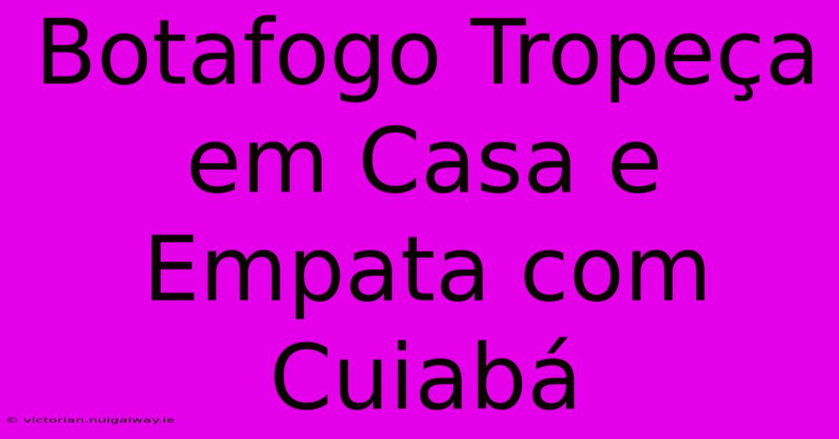 Botafogo Tropeça Em Casa E Empata Com Cuiabá