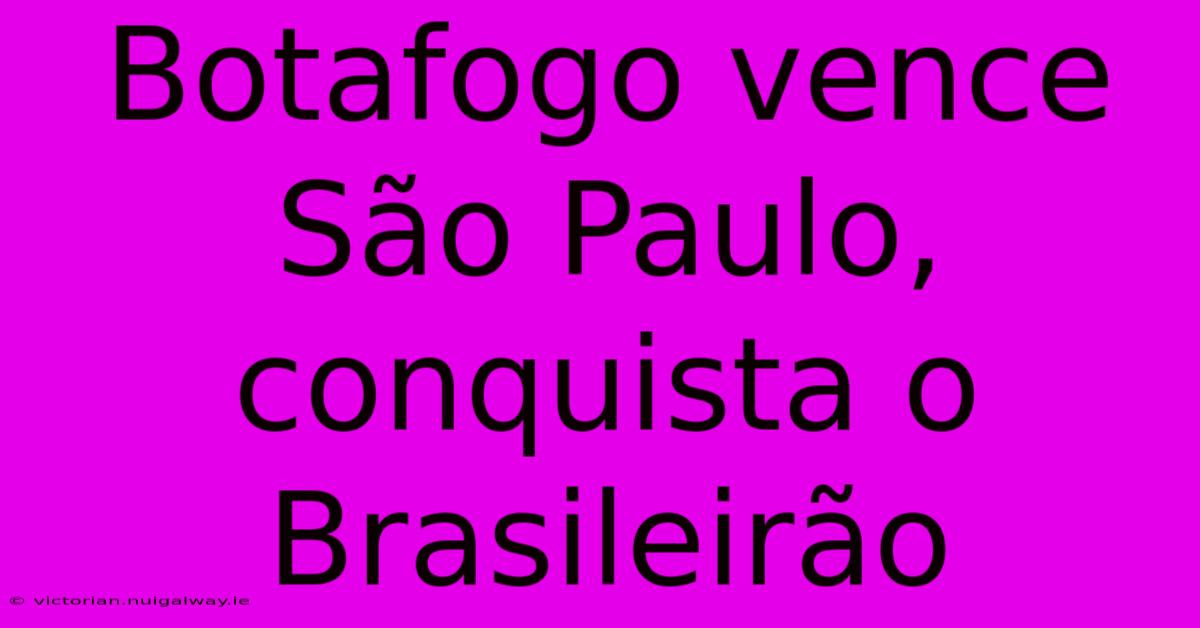 Botafogo Vence São Paulo, Conquista O Brasileirão