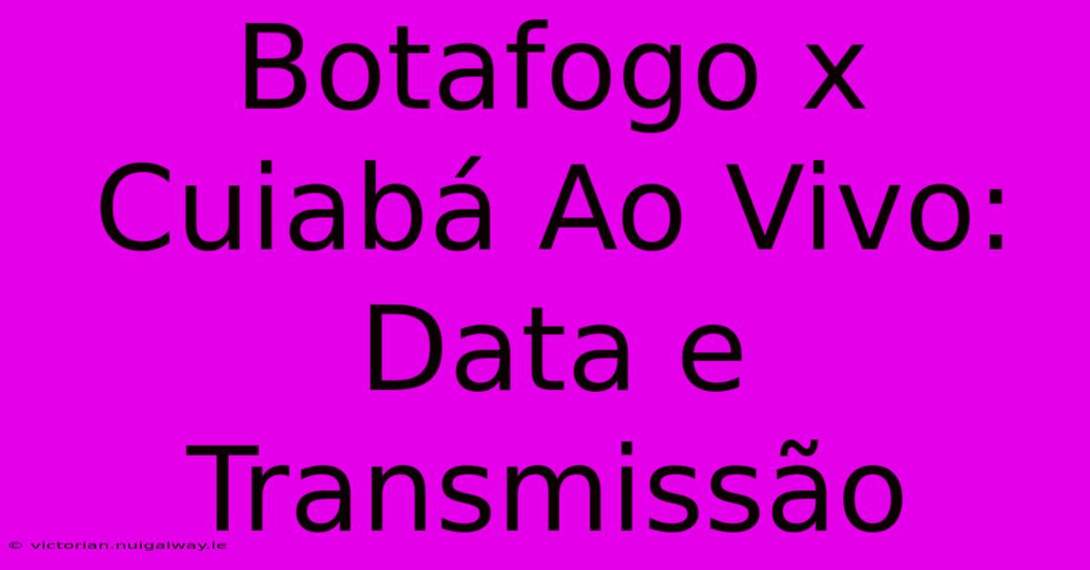 Botafogo X Cuiabá Ao Vivo: Data E Transmissão