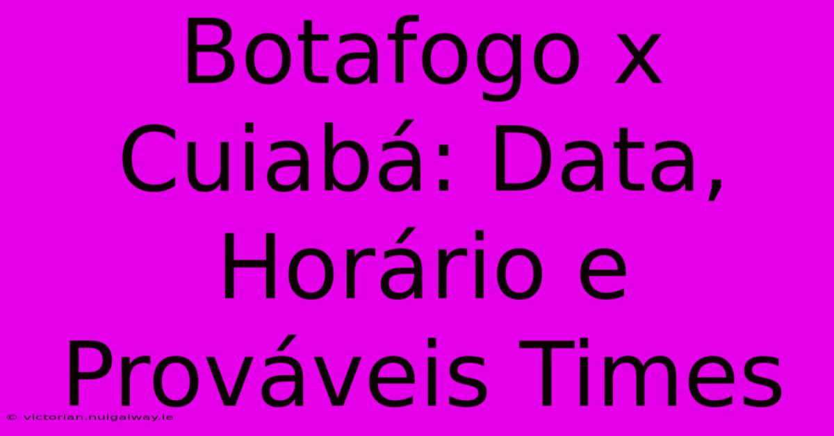 Botafogo X Cuiabá: Data, Horário E Prováveis Times