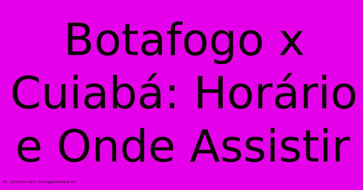 Botafogo X Cuiabá: Horário E Onde Assistir