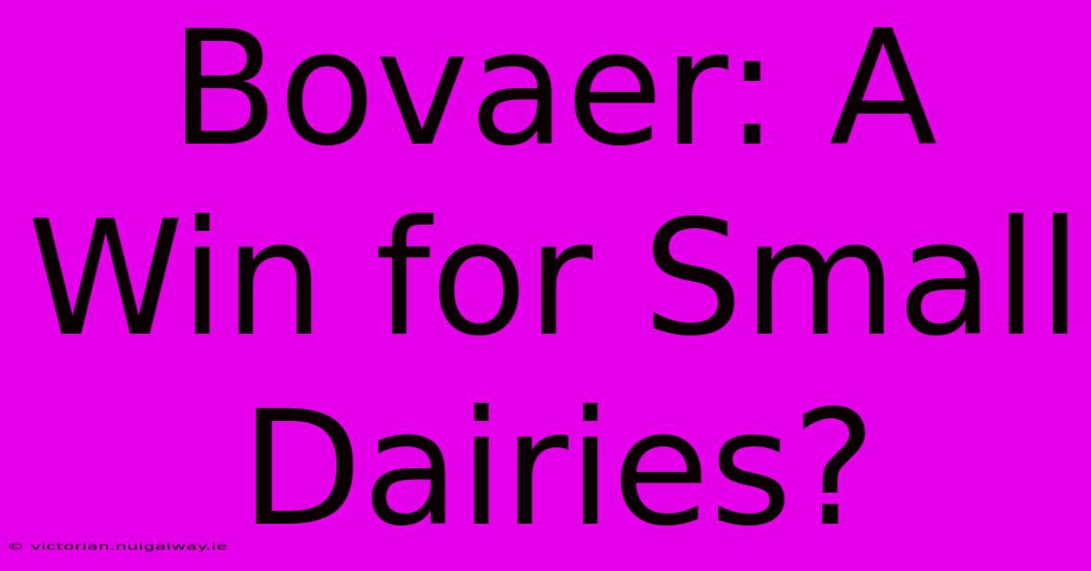 Bovaer: A Win For Small Dairies?