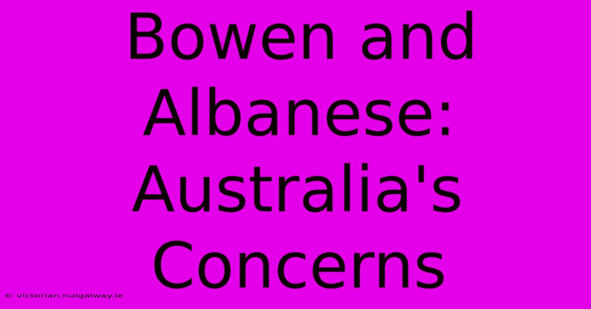 Bowen And Albanese: Australia's Concerns