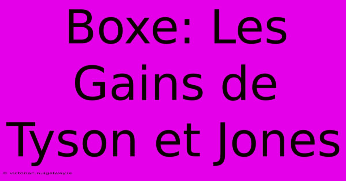 Boxe: Les Gains De Tyson Et Jones