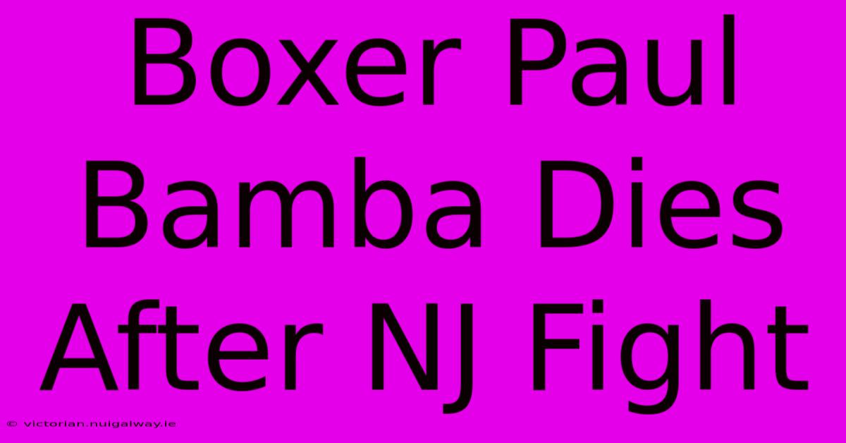 Boxer Paul Bamba Dies After NJ Fight